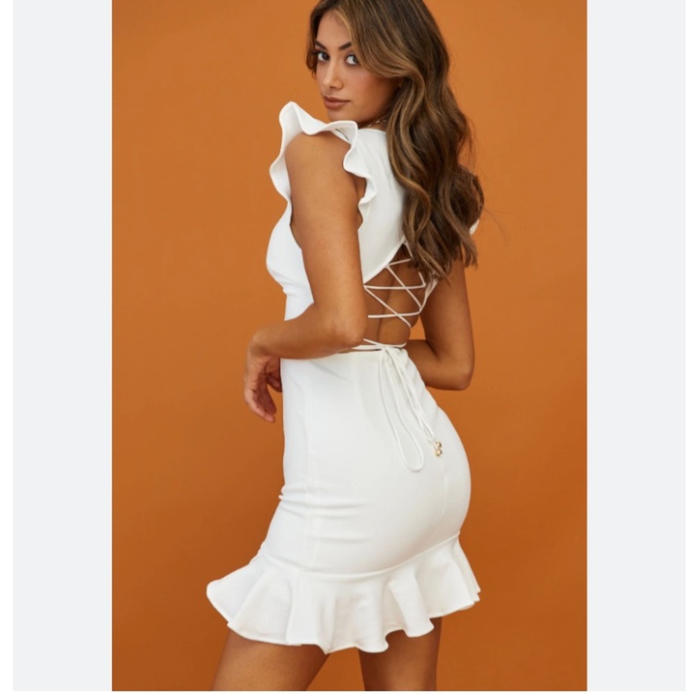 Selfie Leslie - Take Note Frill Dress - White